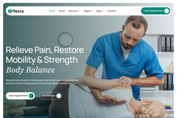 Flexra - Physiotherapy & Chiropractic Elementor WordPress Full Website Template Kit