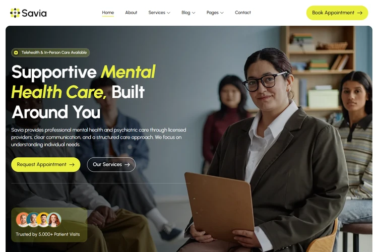 Savia - Mental Health Elementor WordPress Full Website Template Kit